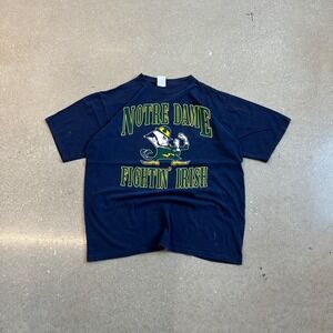 Vintage Notre Dame Fighting Irish T Shirt Mens XL Navy Blue Graphic Tee Artex